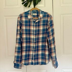 Marine Layer Blue and Red Plaid Men's button up Shirt M/L